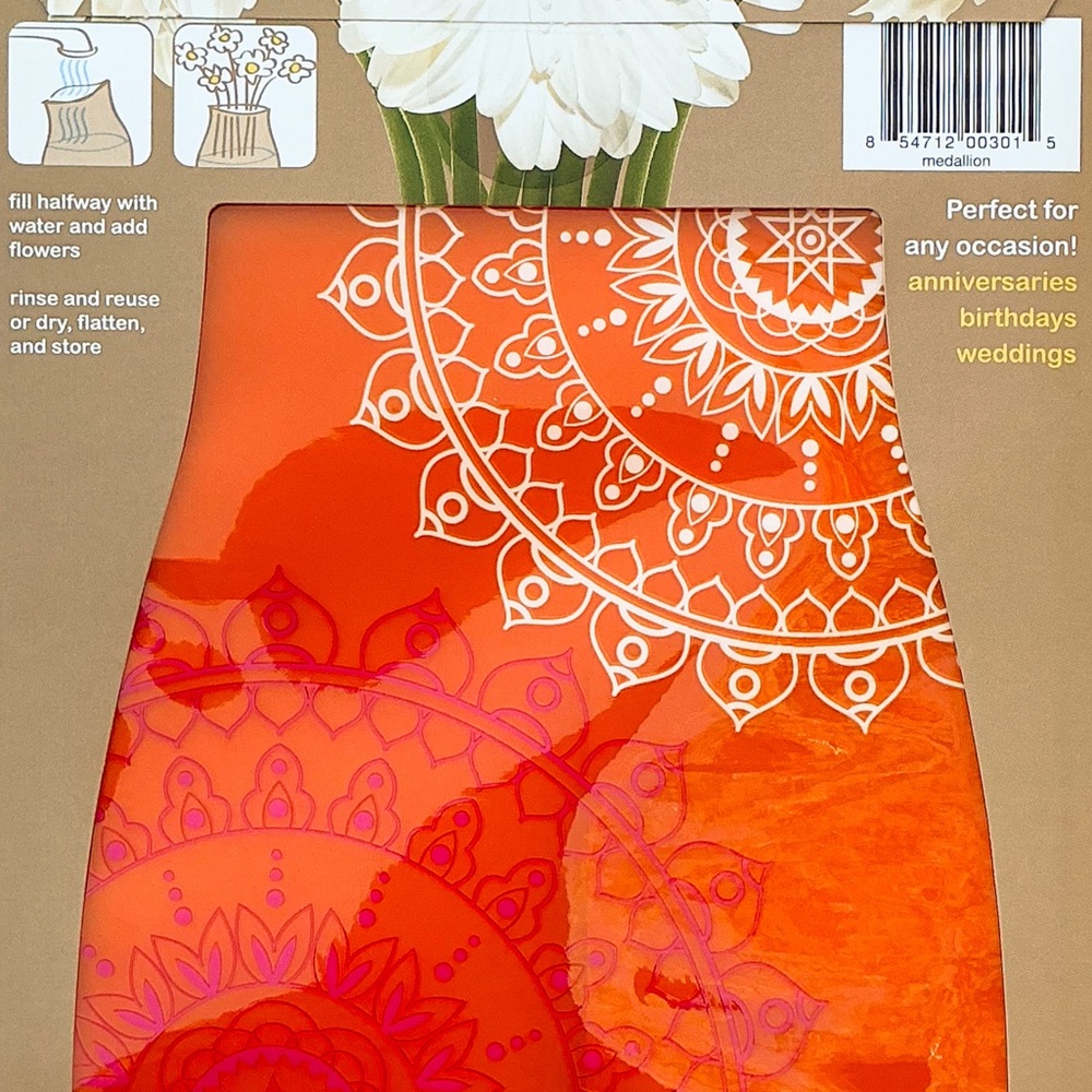 Flower Vase Medallion Design Orange NWT - Picture 4 of 5